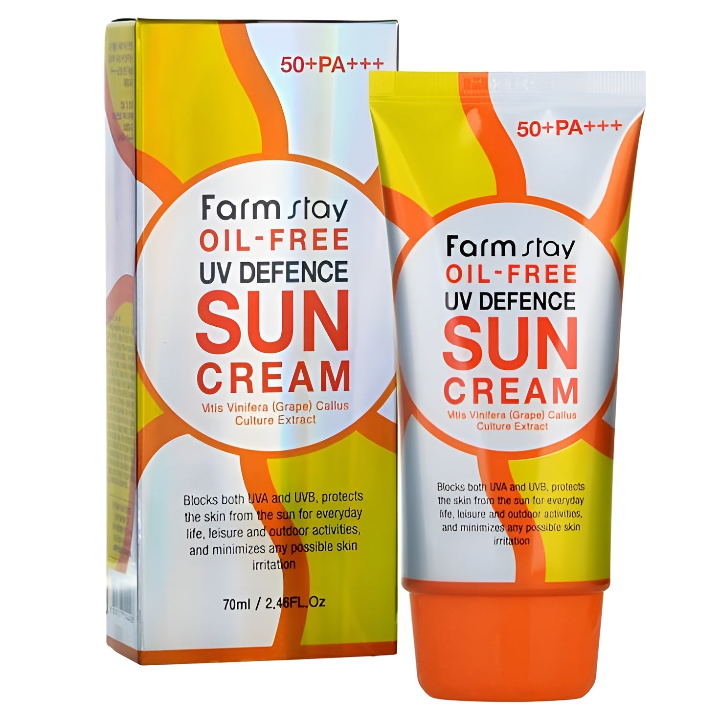 صن بلوك فارم ستاي الكوري خالي من الزيوت للبشرة الدهنية Farm Stay Oil Free Sun Cream
