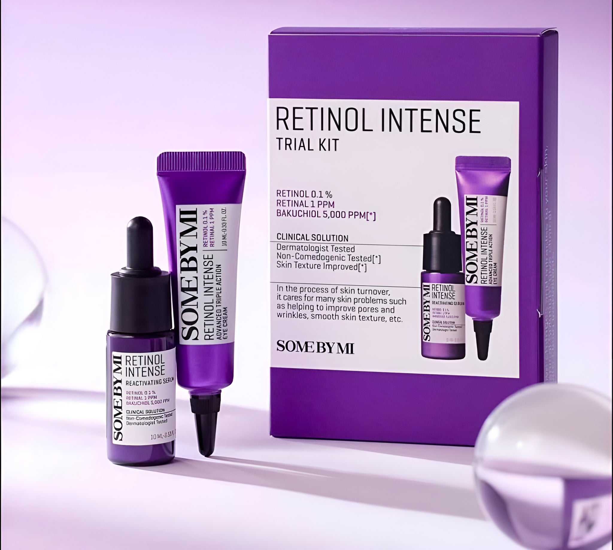 مكونات كيت SOME BY MI Retinol Trial – سيروم وكريم ريتينول مركز لعلاج التجاعيد والحبوب